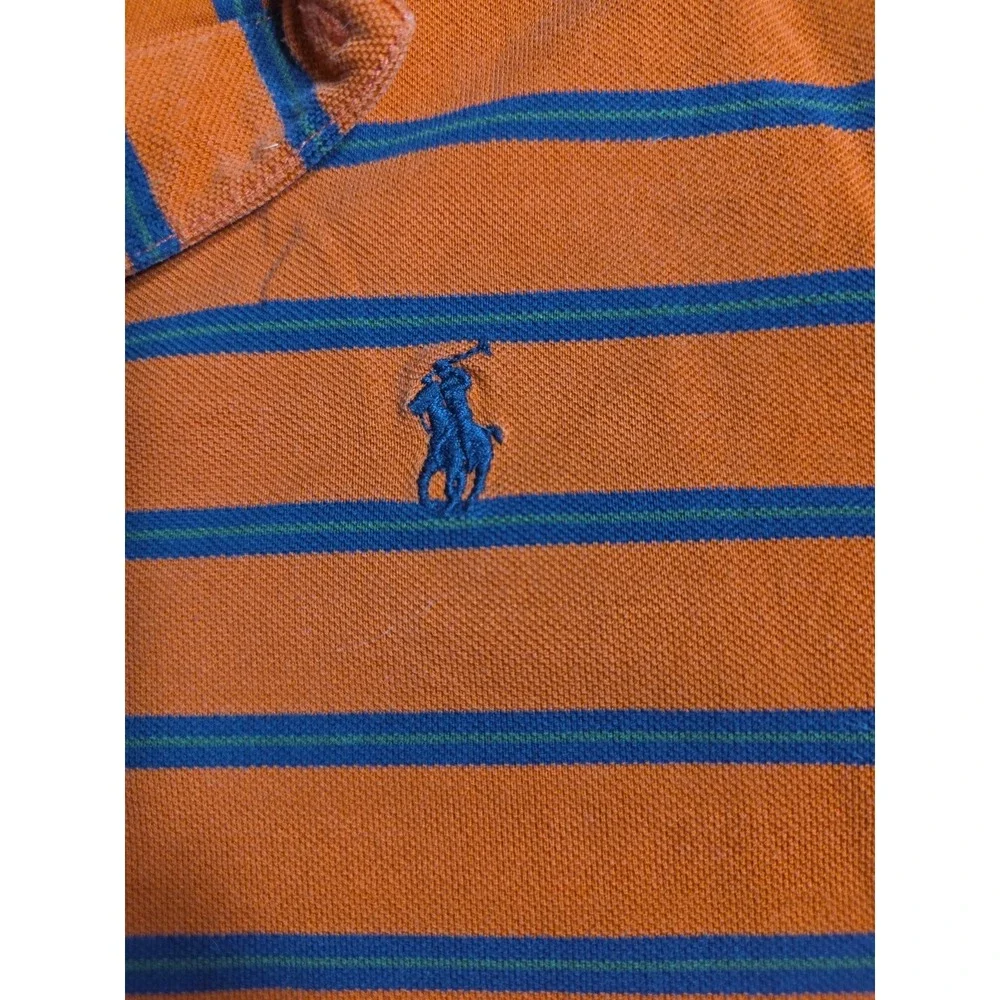 Polo‎ Golf Ralph Lauren Orange Striped Polo Shirt Men's Large